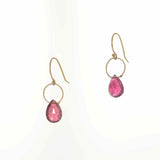 Pink Tourmaline Drop Ring Earrings