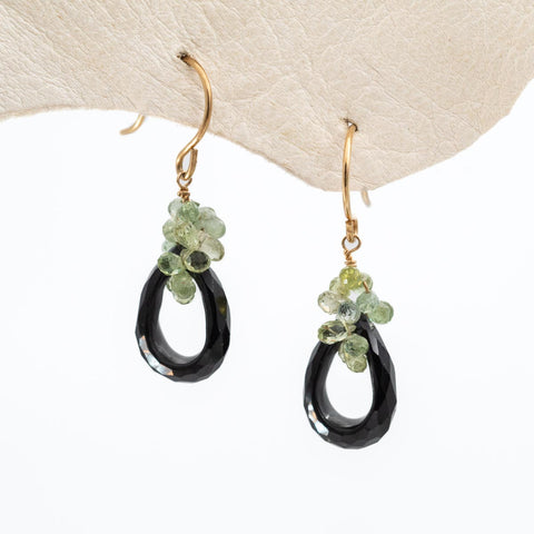 Black Garnet Loop Earrings