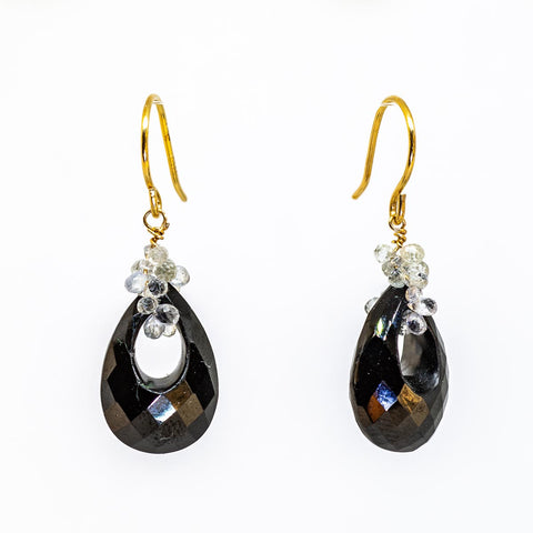 Black Garnet Teardrop Earrings