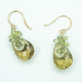 Olive Quartz Teardrop Earrings