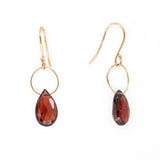Garnet Drop Ring Earrings