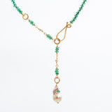 Emerald Bead with Pearl Drop Necklace