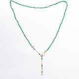 Emerald Bead with Pearl Drop Necklace