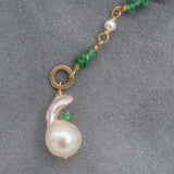Emerald Bead with Pearl Drop Necklace