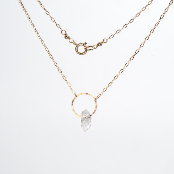 Herkimer Diamond Drop Ring Necklace