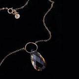 Smoky Lemon Quartz Drop Ring Necklace