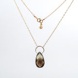 Smoky Lemon Quartz Drop Ring Necklace