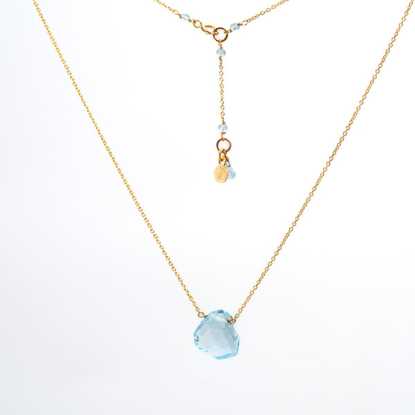 Sky Blue Topaz Single Stone Necklace A
