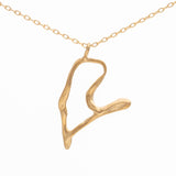 Big Heart Swooping Gold Pendant Necklace