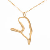 Big Heart Swooping Gold Pendant Necklace