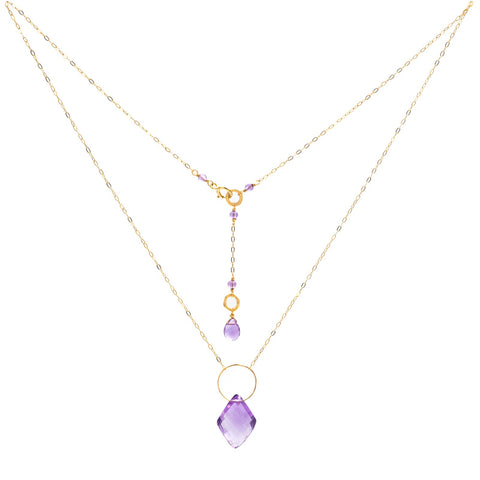 Lavender Rhombus Amethyst Necklace A