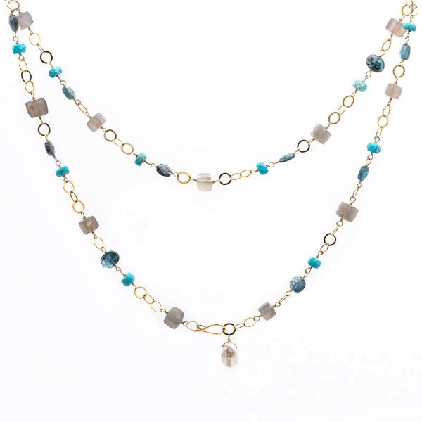 Shades of Teal Ring Necklace