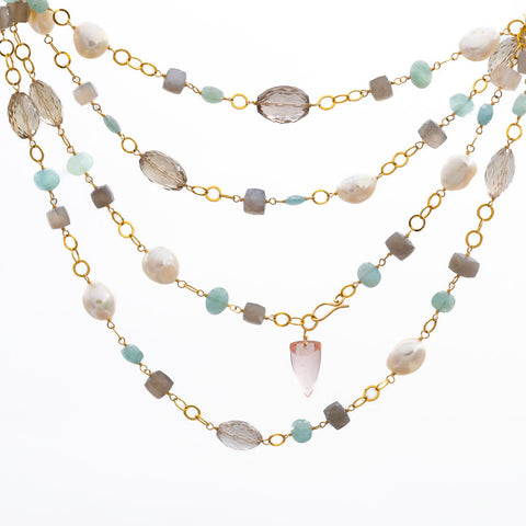 Misty Spring Hues Long Ring Necklace
