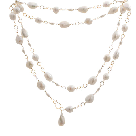 Ring Around Baroque Pearl Long necklace