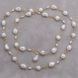 Ring Around Baroque Pearl Long necklace