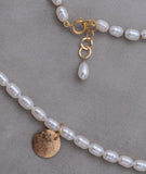 Fresh Water Pearl Gold Disk Necklace