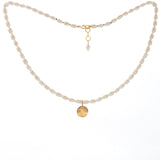 Fresh Water Pearl Gold Disk Necklace