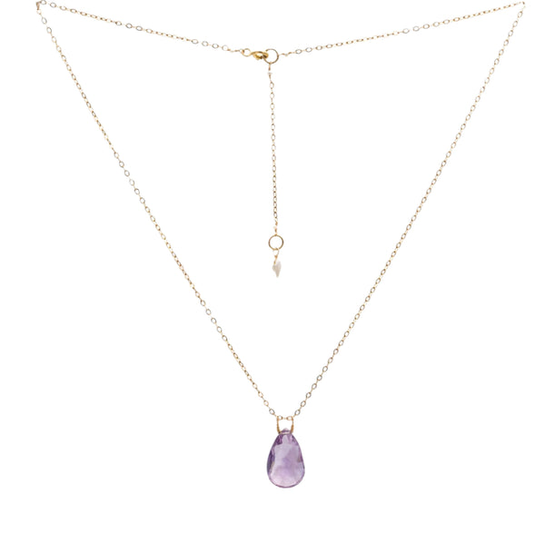 Pink Amethyst Droplet Necklace