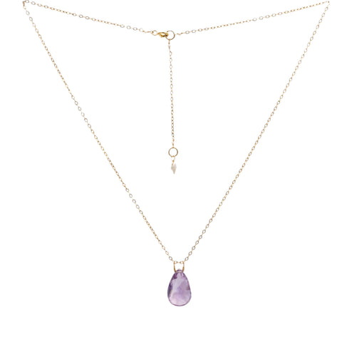 Pink Amethyst Droplet Necklace