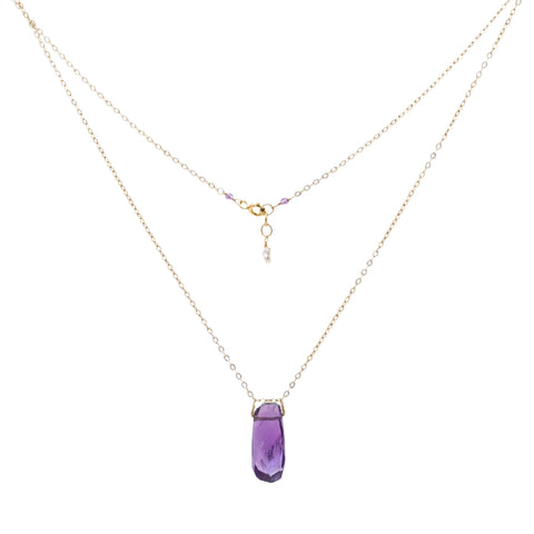 Amethyst Nugget Droplet Necklace