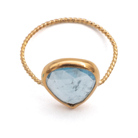 Moss Aquamarine Twist Ring D