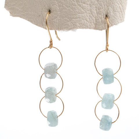 Aquamarine Triple Roundel Earrings