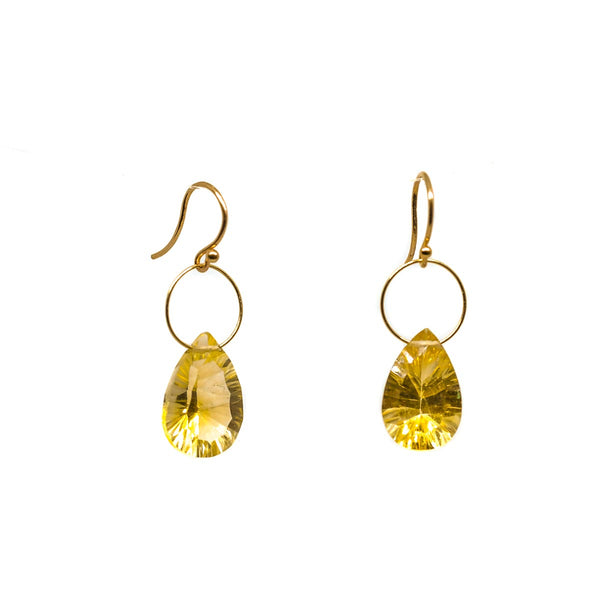 Single Stone Fancy cut Citrine Earrings