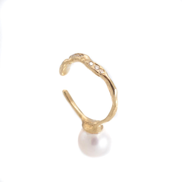 Double Face Twig Ear Cuff - Diamond & Pearl