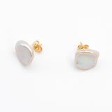 Coin Pearl Stud Earrings