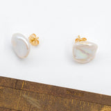 Coin Pearl Stud Earrings