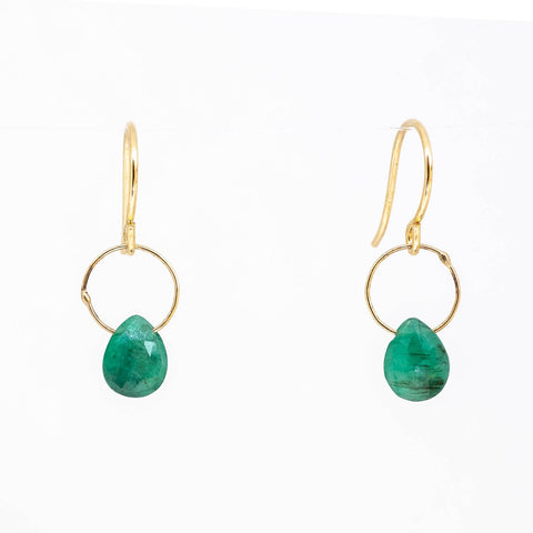 Single Stone Emerald Teardrop Earring