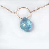 Aquamarine Drop Ring Necklace