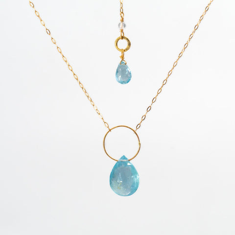Aquamarine Drop Ring Necklace