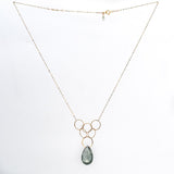 Moss Aquamarine 6 ring Shield Necklace