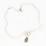 Moss Aquamarine 6 ring Shield Necklace