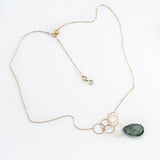 Moss Aquamarine 6 ring Shield Necklace