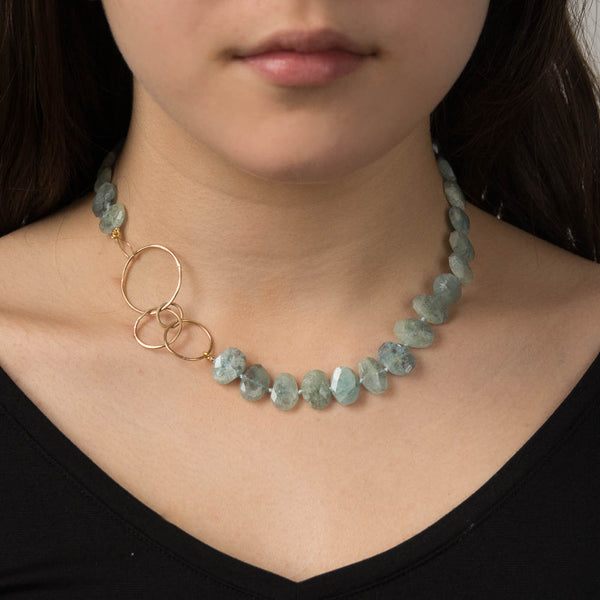 Aquamarine Nugget Choker Necklace