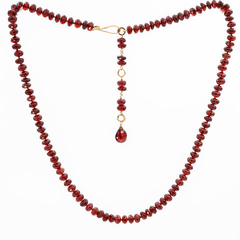 Garnet Rondelle Bead Necklace