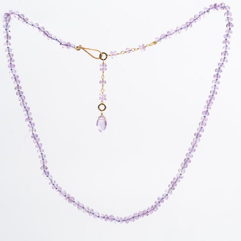 Pink Amethyst Rondelle Bead Necklace