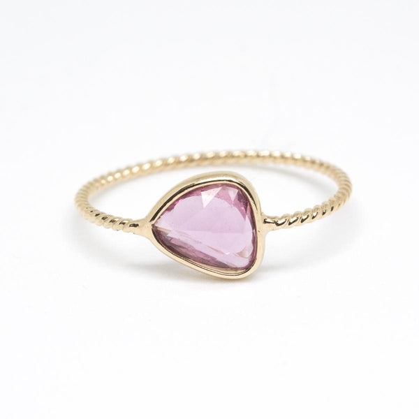 Sapphire Rose Triangle Twist Ring