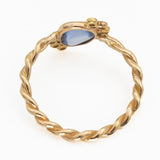 Rose-cut Blue Sapphire and Diamond Ring