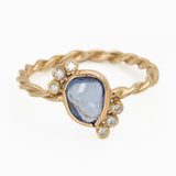 Rose-cut Blue Sapphire and Diamond Ring