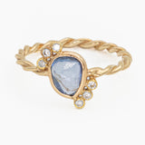 Rose-cut Blue Sapphire and Diamond Ring