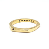 Double-faced Gold ring - 7 diamonds x 1 garnet