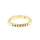 Double-faced Gold ring - 7 garnets x 1 diamond