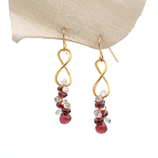 Ice Berries Garnet and Sapphire Earrings