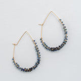 Blue Sapphire Teardrop Hoop Sapphire Earrings