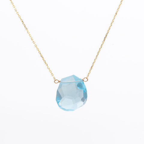 Swiss Blue Topaz Single Stone Necklace B