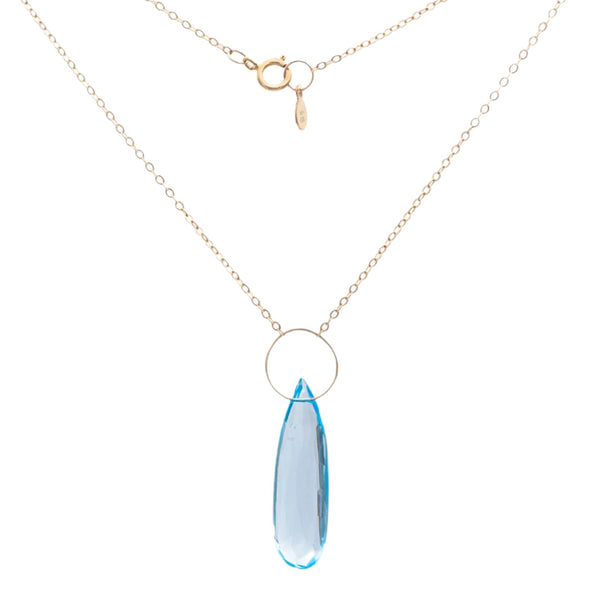 Sky Blue Topaz Long Teardrop Necklace