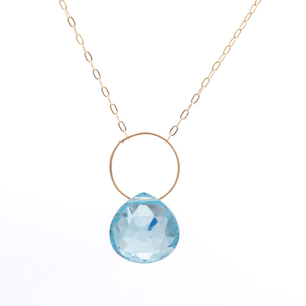 Swiss Blue Topaz Single Stone Necklace B